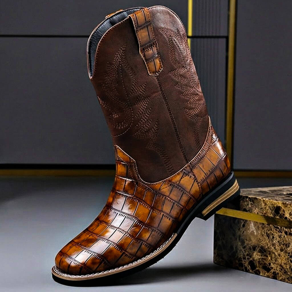 Michiel | Leren cowboylaarzen voor heren - Cognacbruin