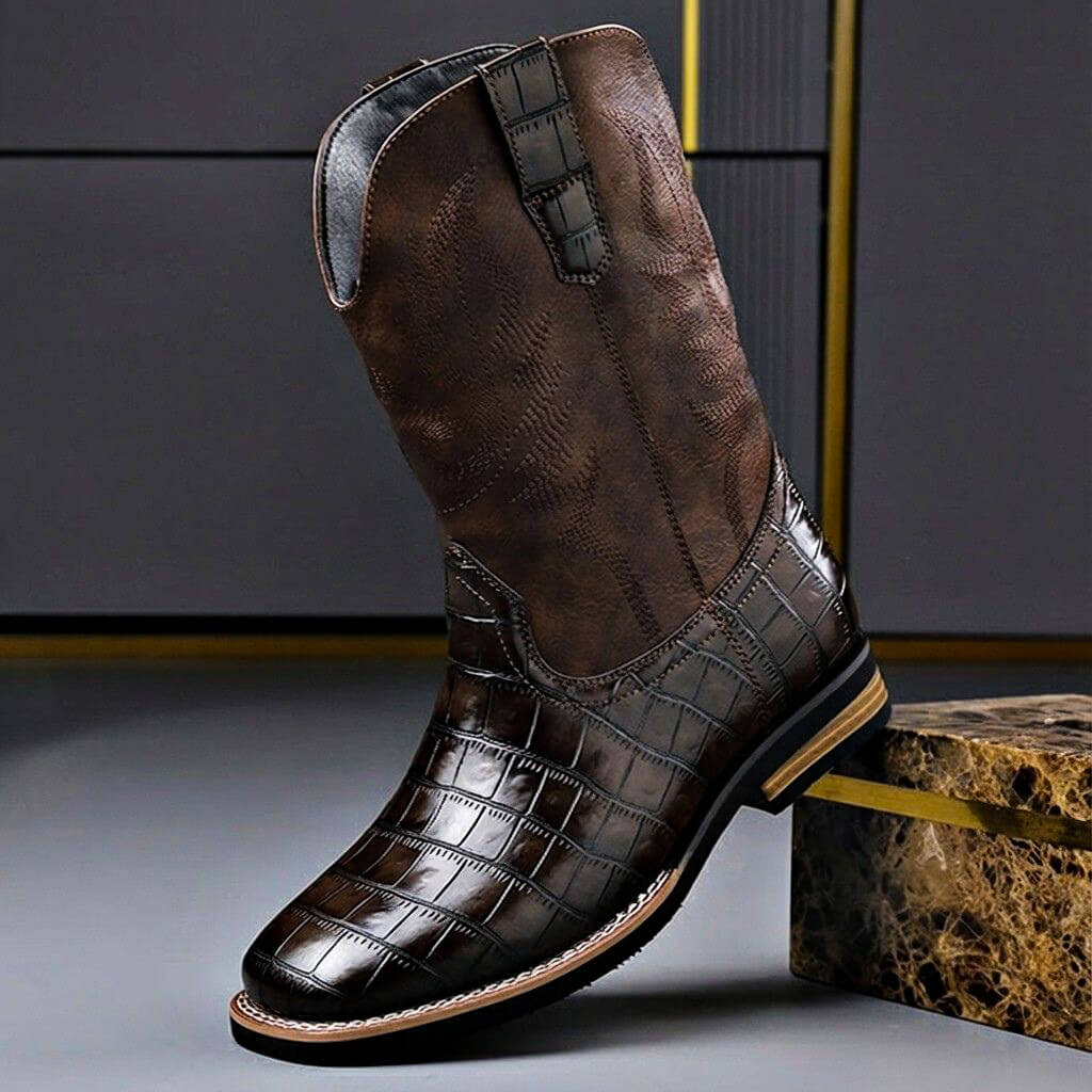 Michiel | Leren cowboylaarzen voor heren - Eikenbruin