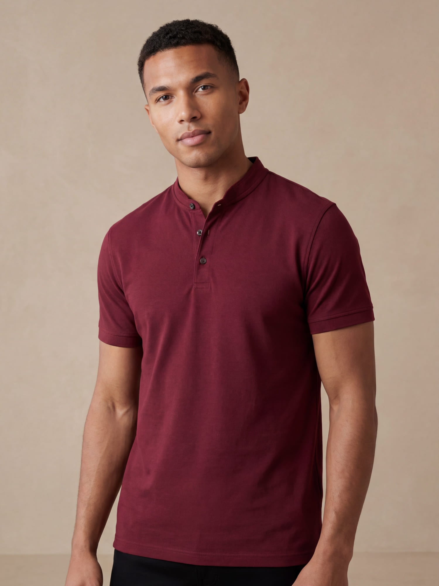 Milan | Poloshirt heren met opstaande kraag - Wijnrood