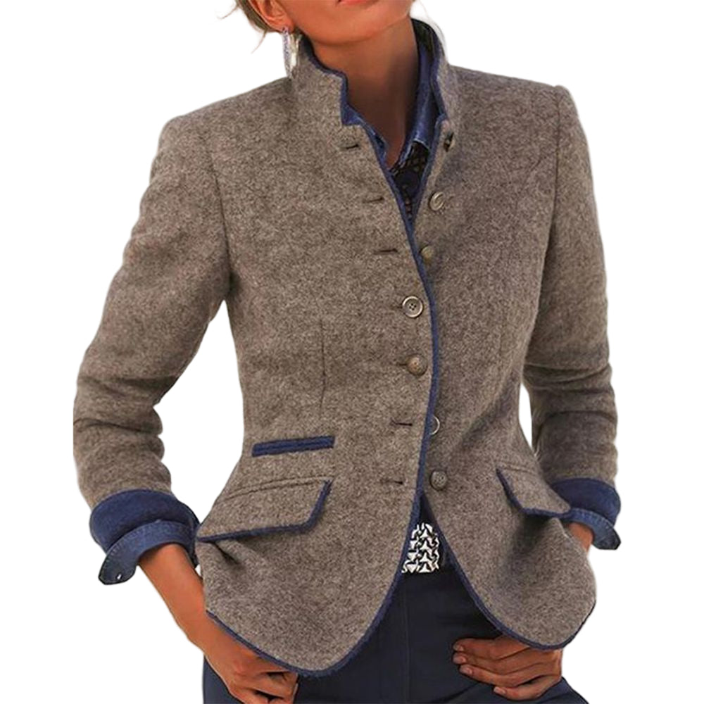 Tweekleurige vintage blazer voor dames – Gestructureerd retro statementjasje