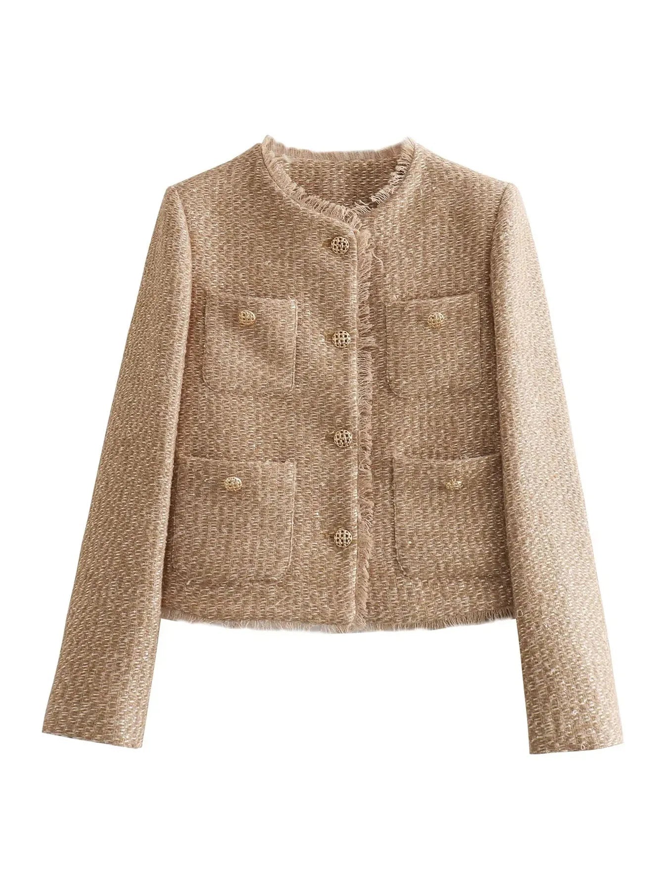 Klassieke, gestructureerde, vintage-geïnspireerde tweedblazer voor dames