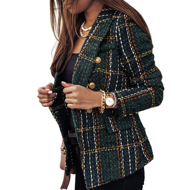 Stijlvolle geruite blazer voor dames – op maat gemaakt lang jasje