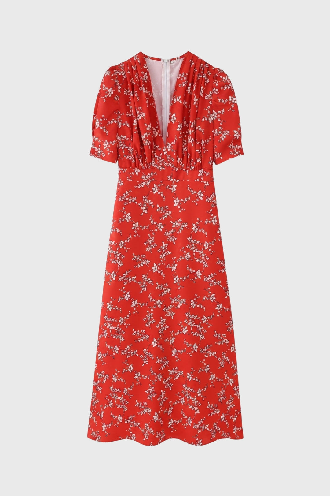 Myrthe | Midi jurk dames met bloemenprint - Bloemen Rood