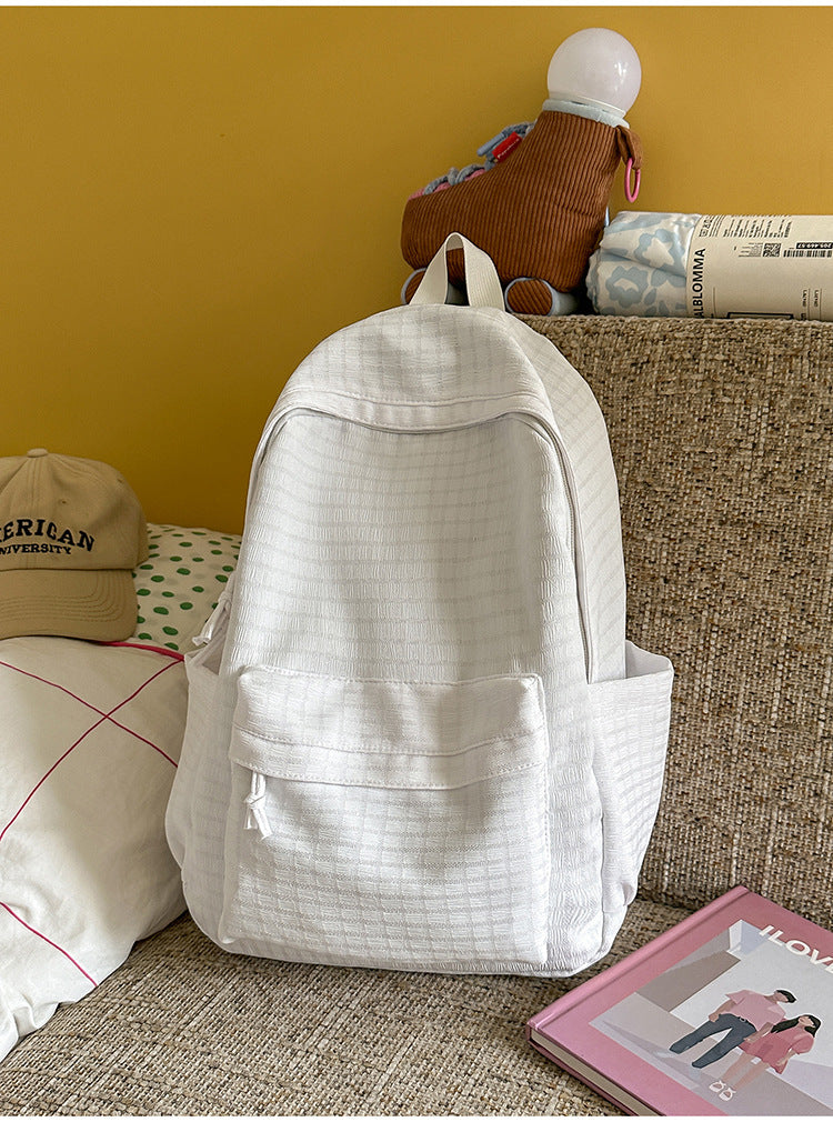 Naomi | Geruite rugzak voor school - Wit
