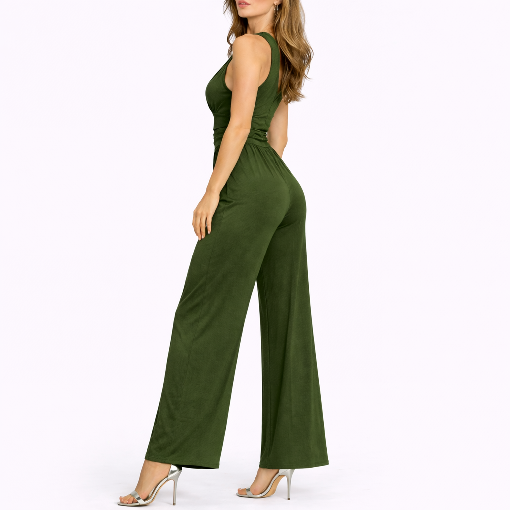 Nienke | Mouwloze jumpsuit met wijde pijpen - view 14