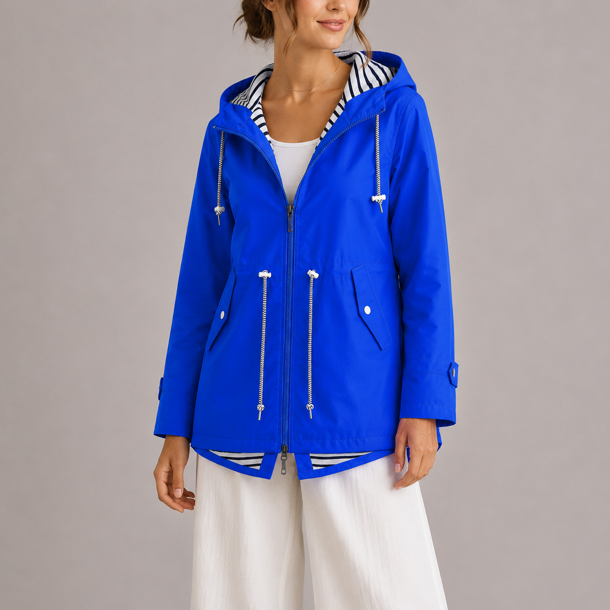 Nienke | Regenjas voor dames met capuchon - Blauw