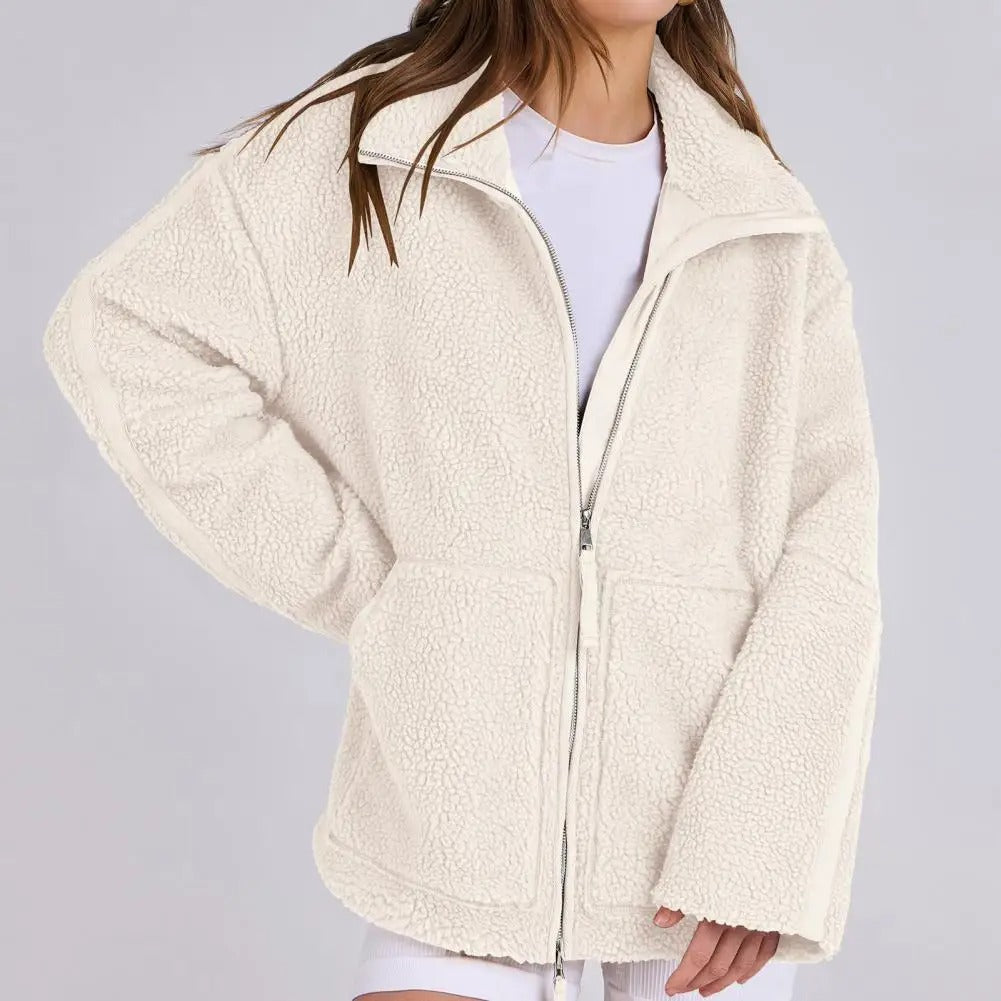 Noor | Oversized teddy jas voor dames - Wit