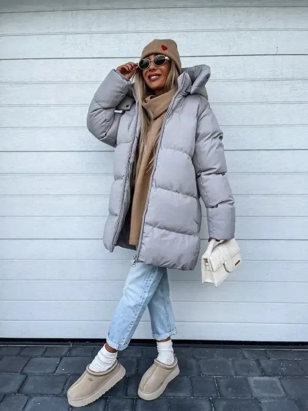 Alina – Manteau Long Matelassé à Capuche pour Femmes