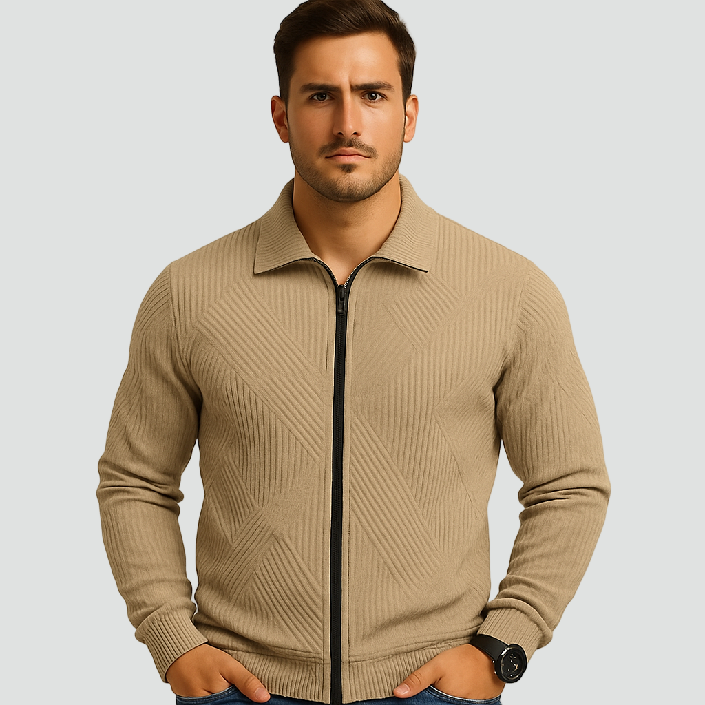 Noud | Heren vest met rits - Khaki