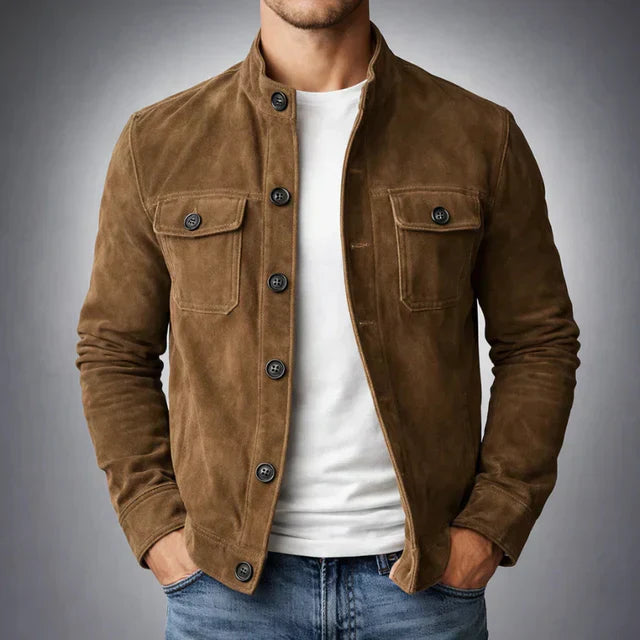 Otto | Suède-look jas met opstaande kraag voor heren - Bruin