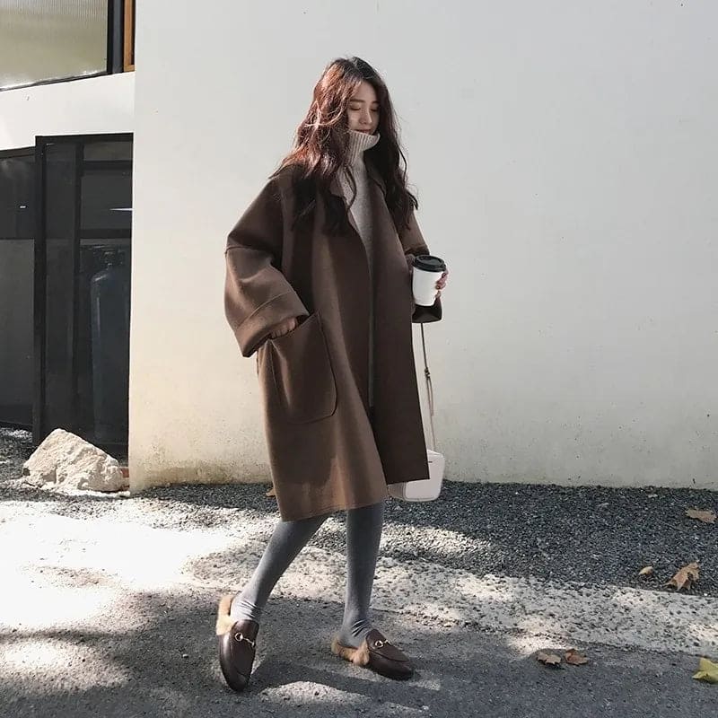 Klassieke oversized double breasted trenchcoat van wolmix voor dames