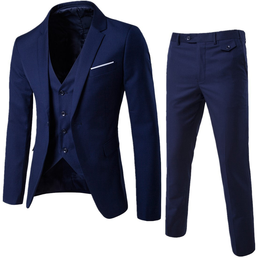 Peer | Driedelig pak voor heren met slim fit - Donkerblauw