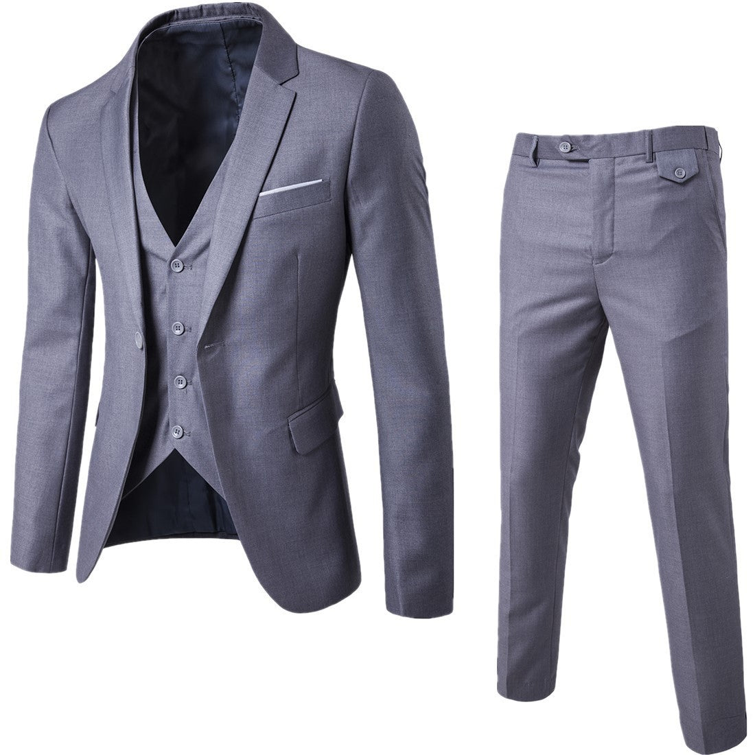 Peer | Driedelig pak voor heren met slim fit - Lichtgrijs