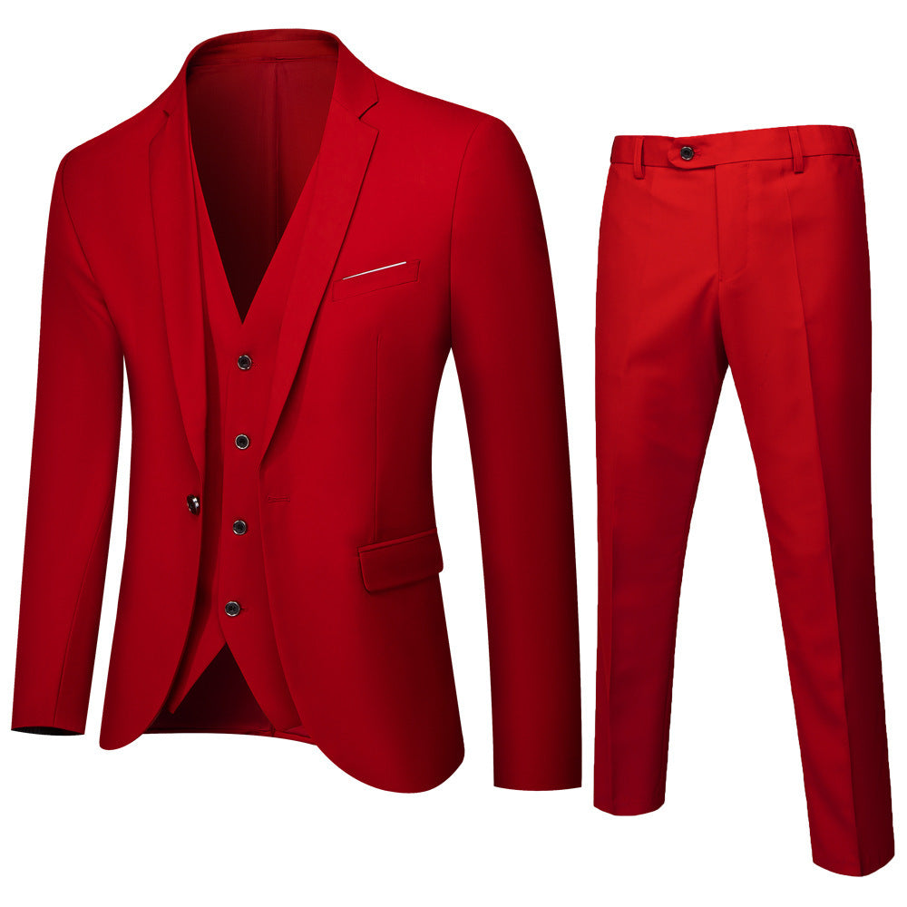 Peer | Driedelig pak voor heren met slim fit - Rood