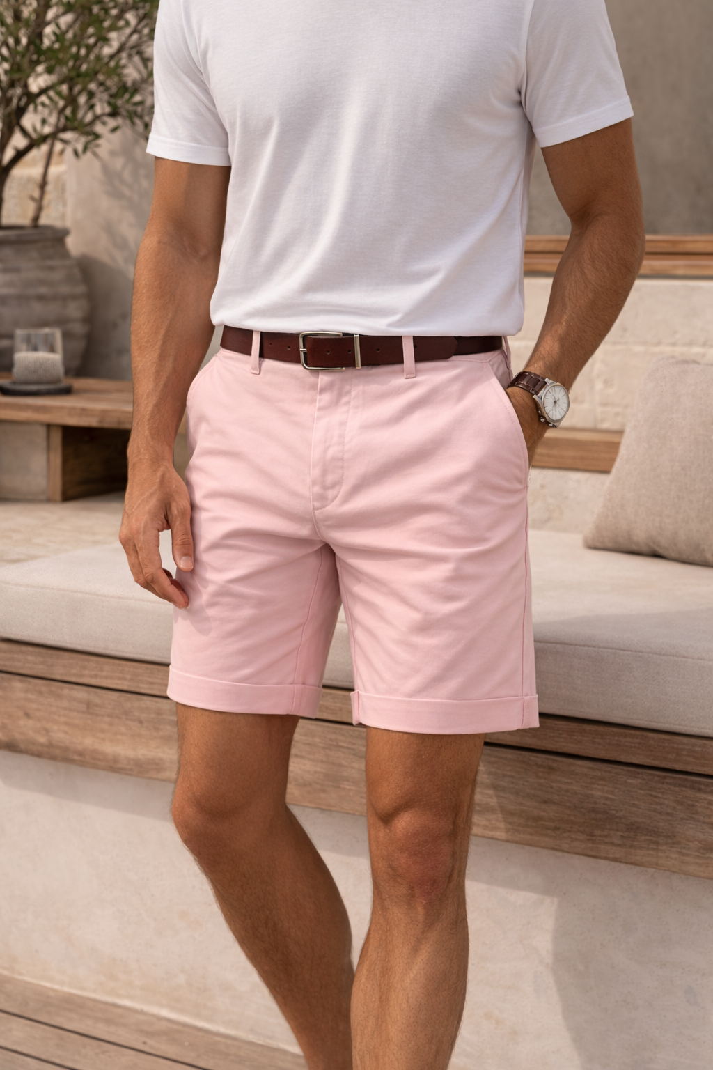 Philip | Korte broek voor heren met nette pasvorm - Roze