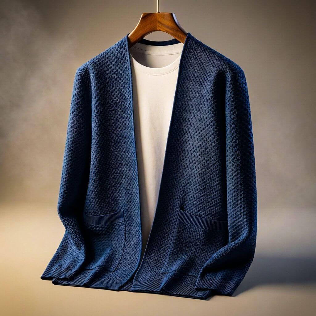 Quinten | Gebreid vest voor heren zonder knopen - Marineblauw
