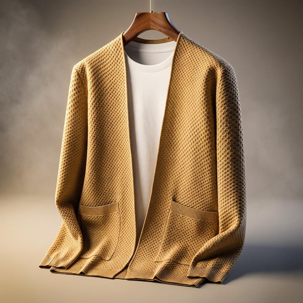 Quinten | Gebreid vest voor heren zonder knopen - Zandbeige