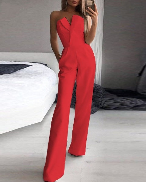 Quinty | Mouwloze jumpsuit voor dames - Rood