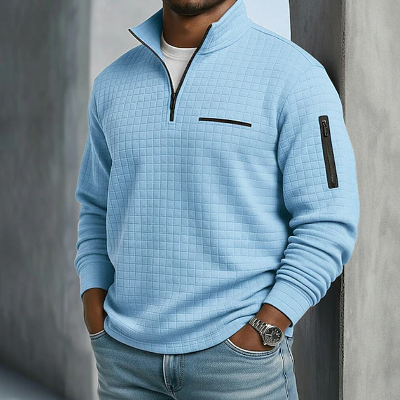 Rein | Half zip sweater voor heren - Blauw