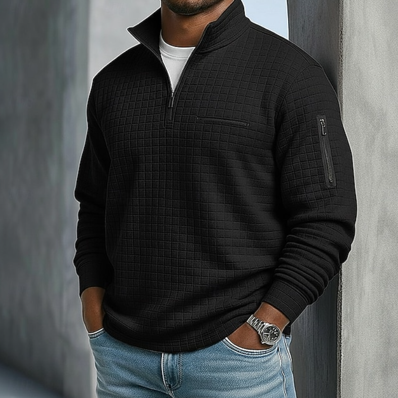 Rein | Half zip sweater voor heren - Zwart