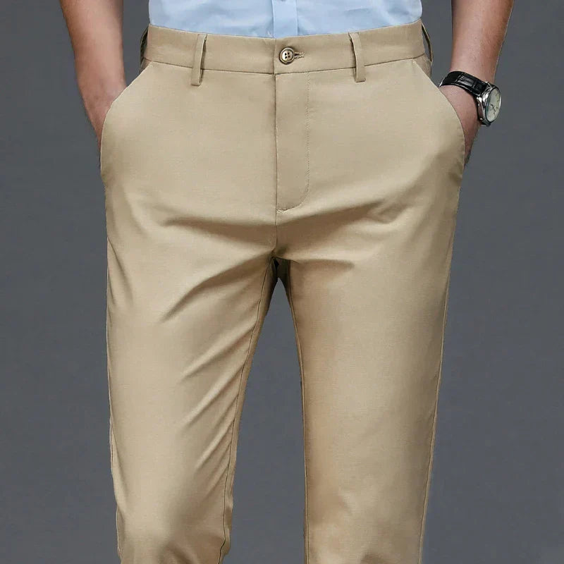 Remco | Nette pantalon voor heren met slim fit - Kaki