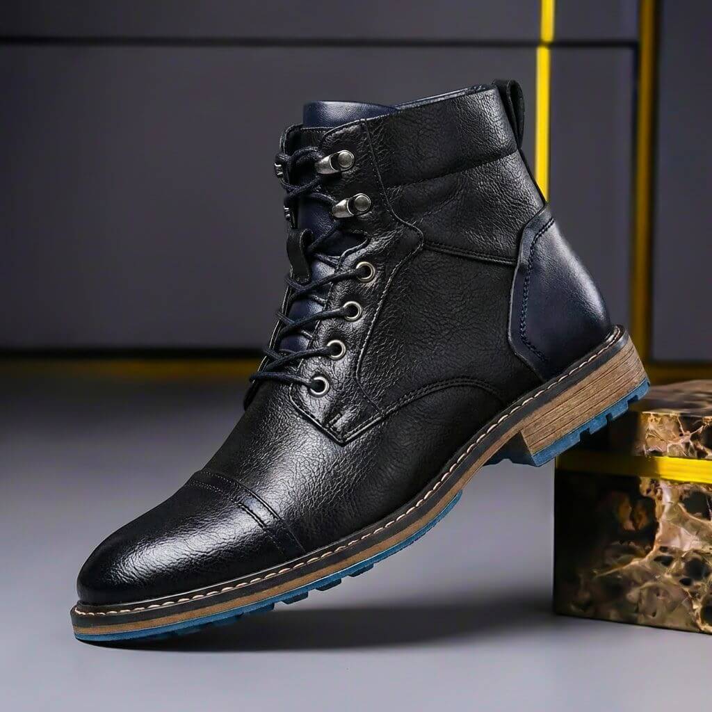 Rens | Leren boots voor heren - Obsidiaanzwart