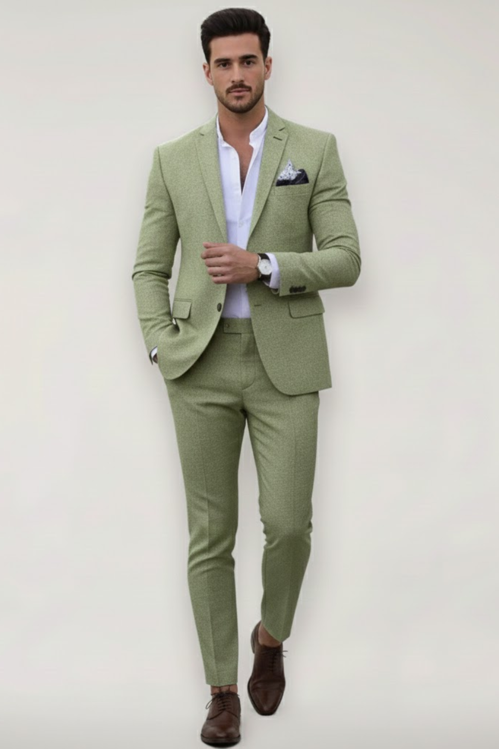 Rens | Slim fit herenpak, 2-delig - Lichtgroen