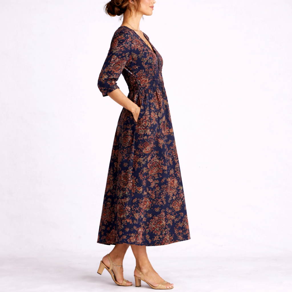 Renske | Linnen maxi jurk met bloemenprint - view 2