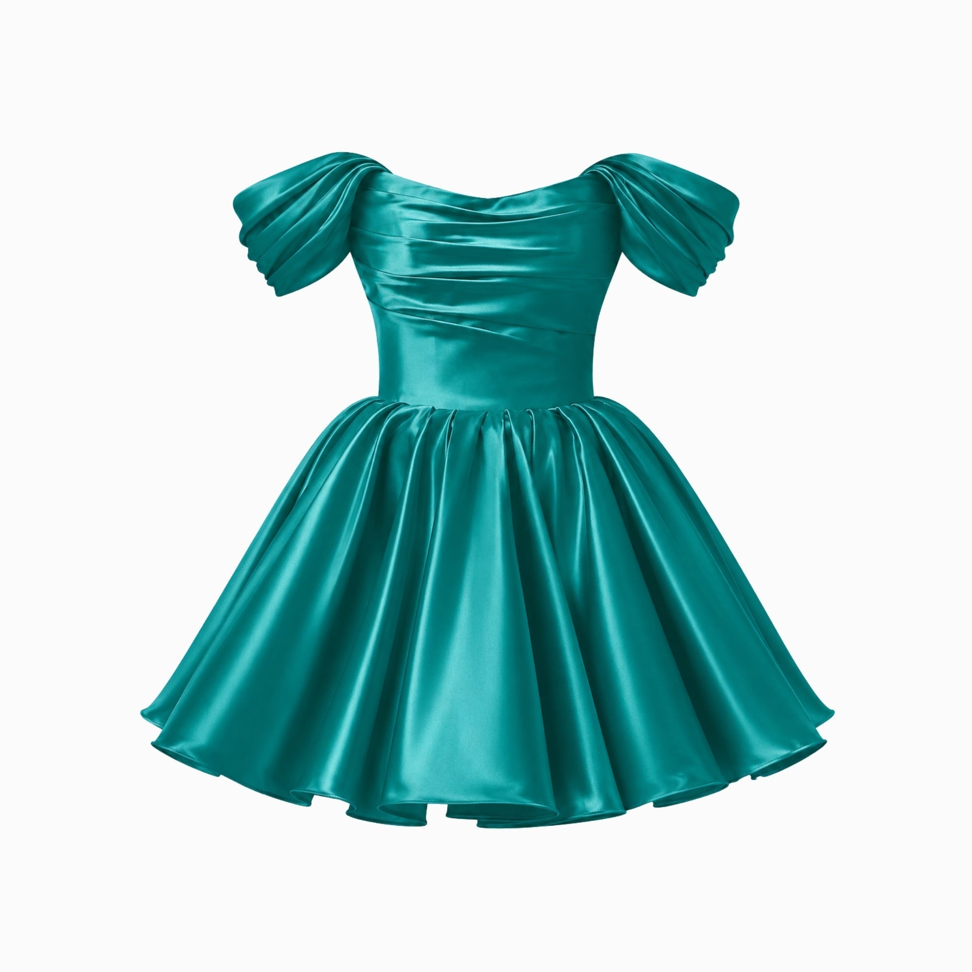 Renske | Satijnen mini jurk met off shoulder - view 30