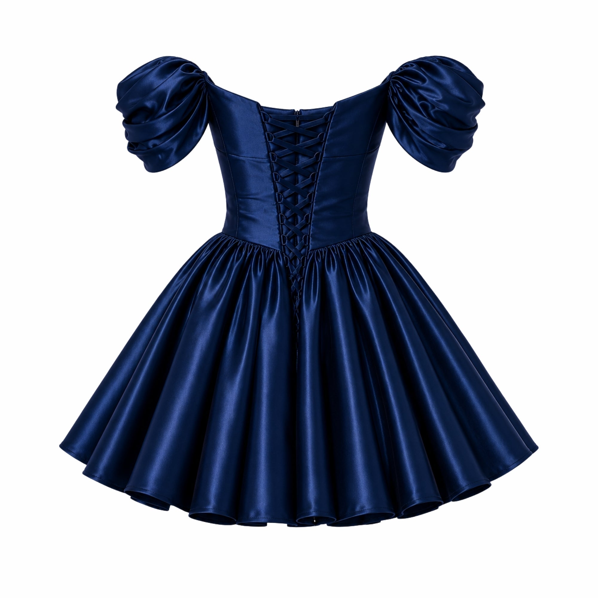 Renske | Satijnen mini jurk met off shoulder - Paars
