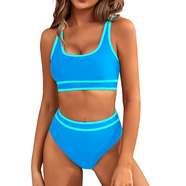 Rianne | Sportieve bikini set met hoge taille - Blauw