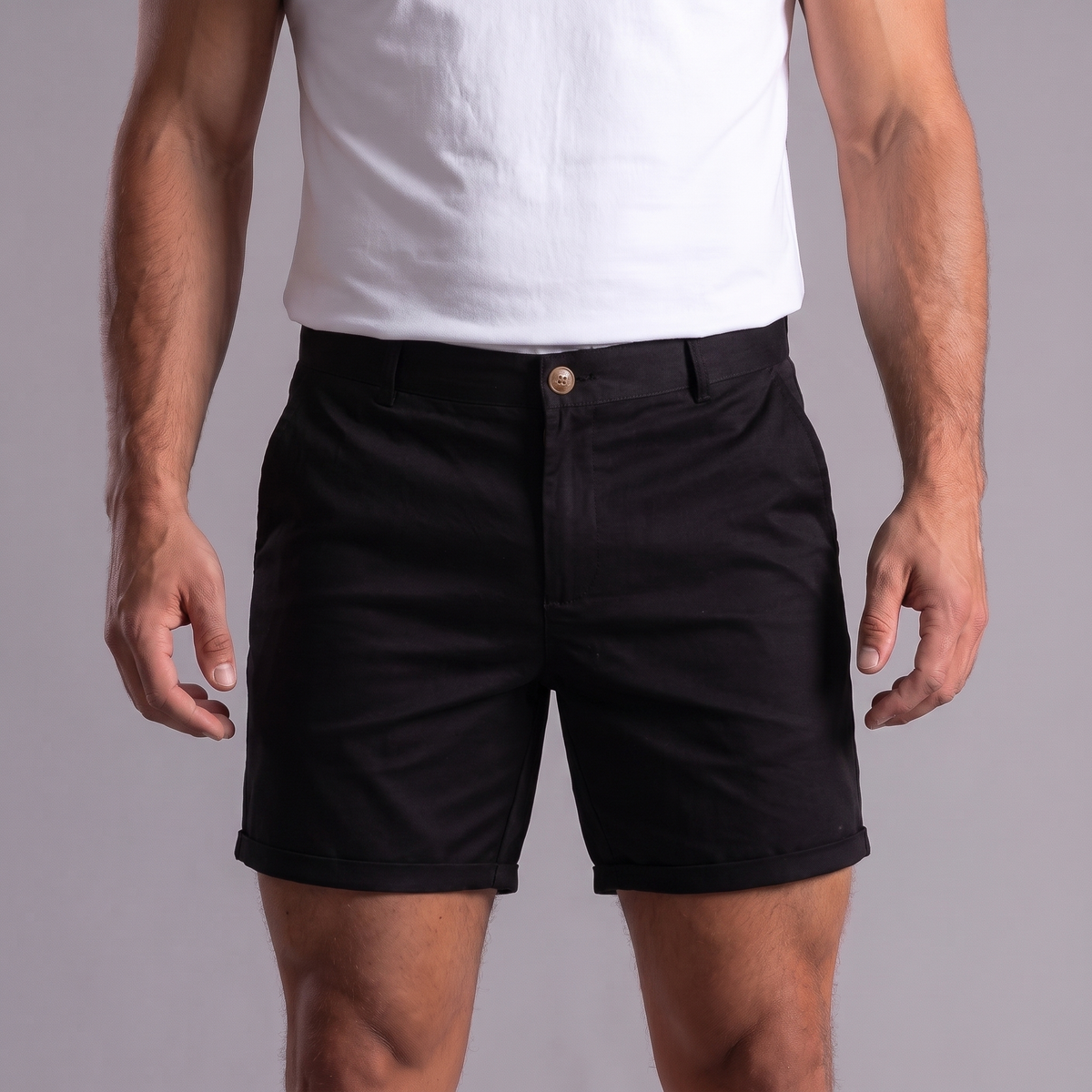 Rik | Chino korte broek voor heren - Zwart