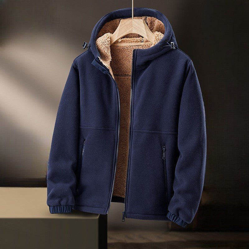 Roel | Gevoerde fleece jas met capuchon voor heren - Blauw