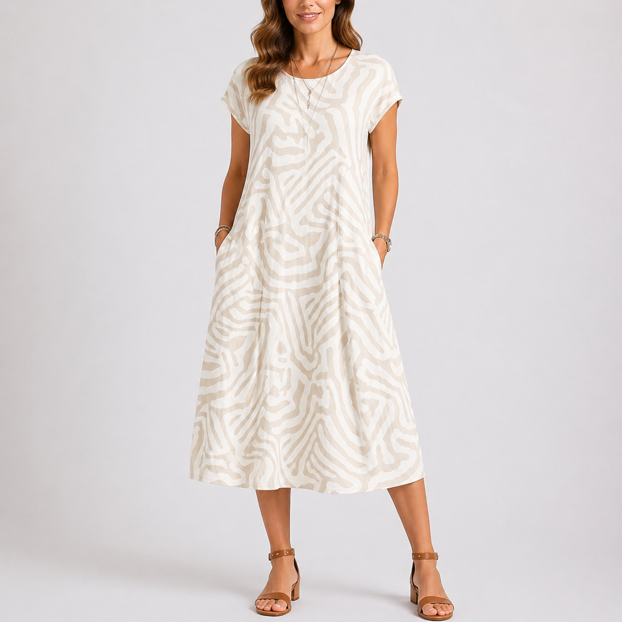 Roos | Midi zomerjurk voor dames - Wit