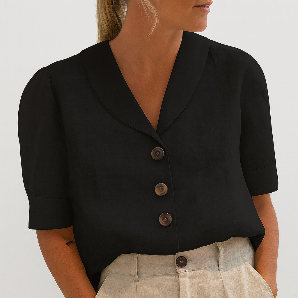 Ruth | Blouse voor dames met korte mouw - Zwart