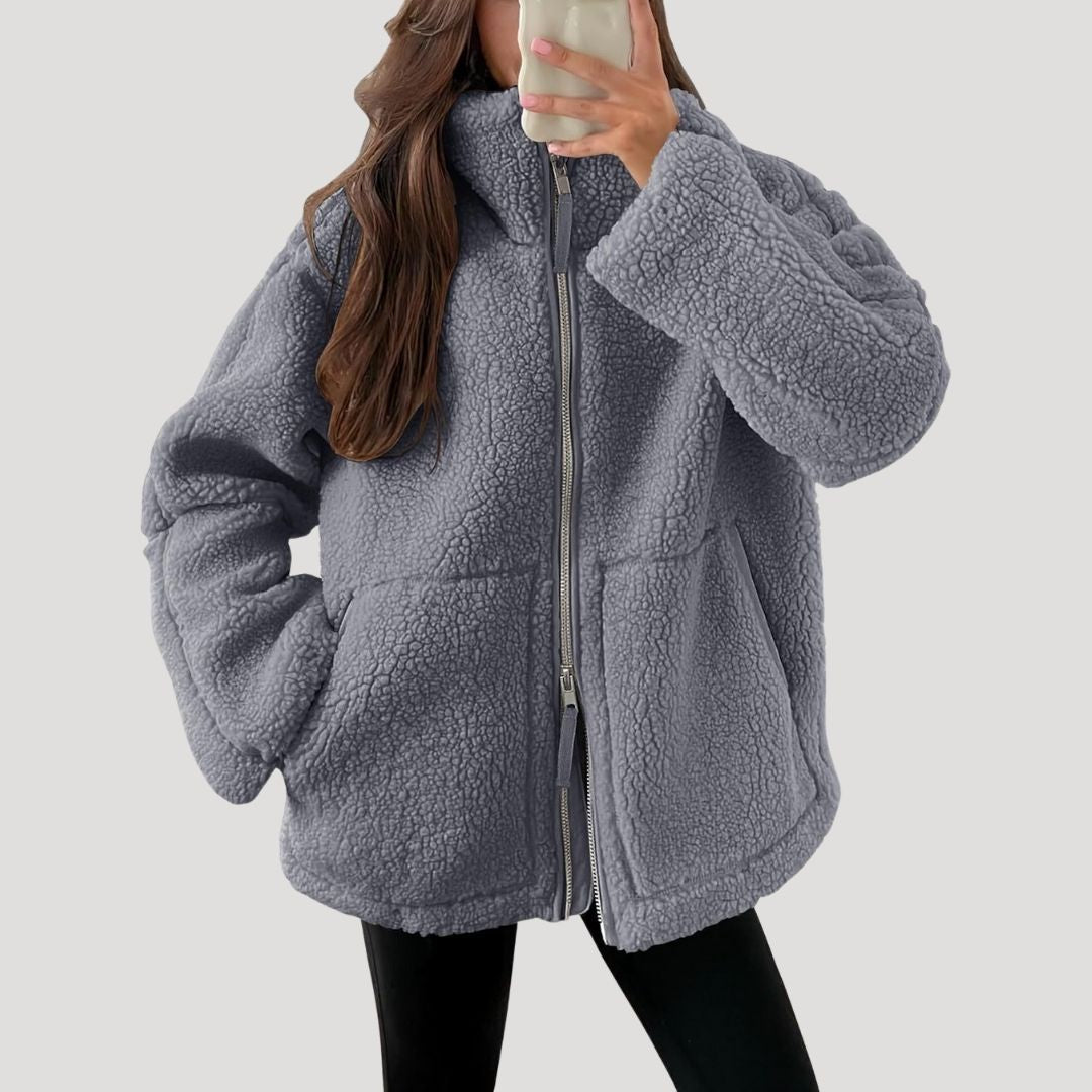 Ruth | Oversized teddy jas voor dames - Grijs