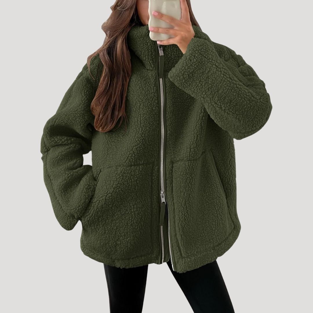 Ruth | Oversized teddy jas voor dames - Groen