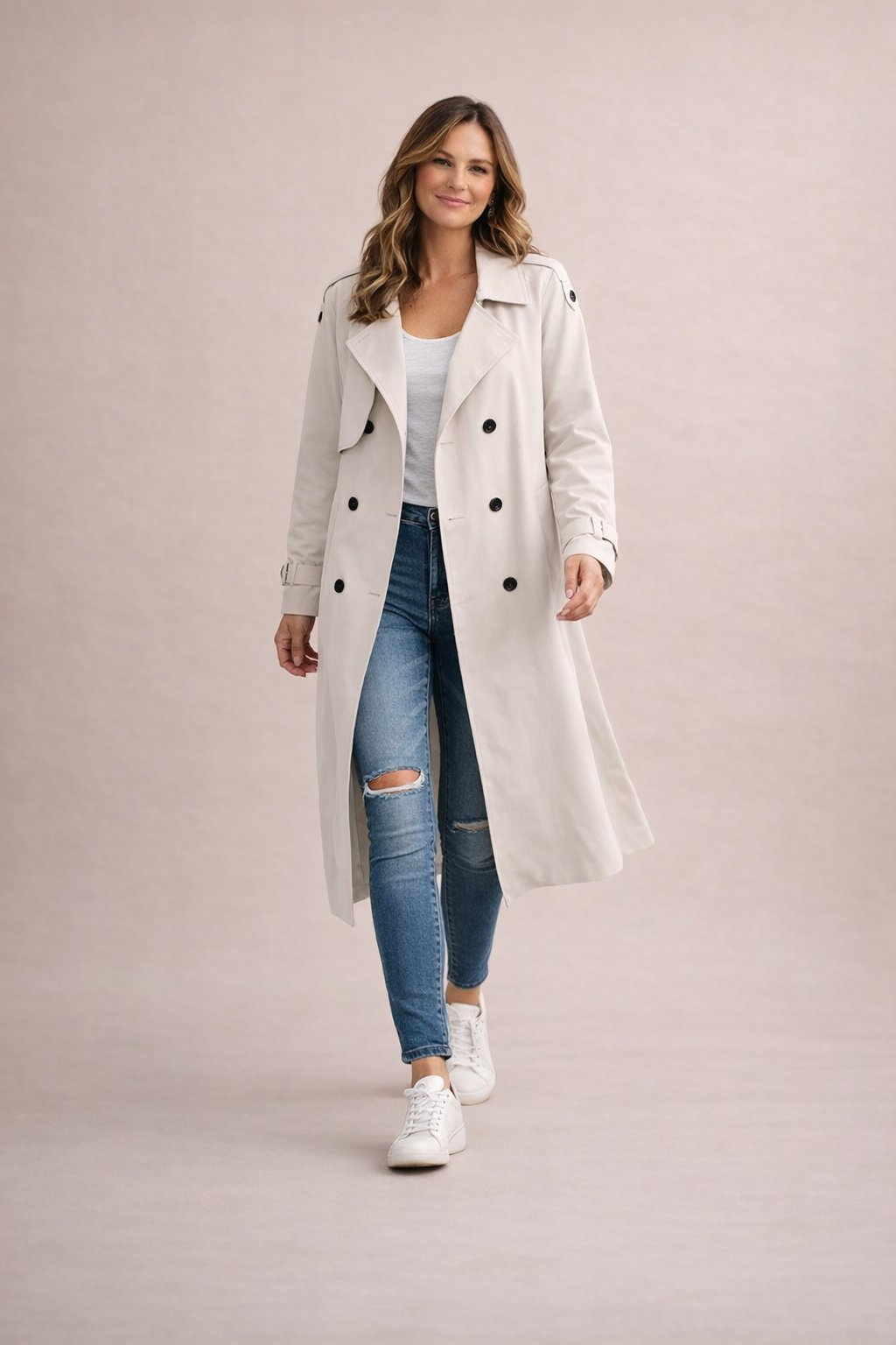 Saar | Trenchcoat dames dubbelrijig met ceintuur - view 8