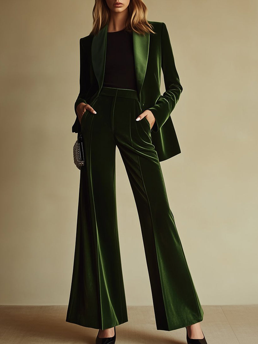 Sabine | Fluwelen broekpak voor dames - Smaragd