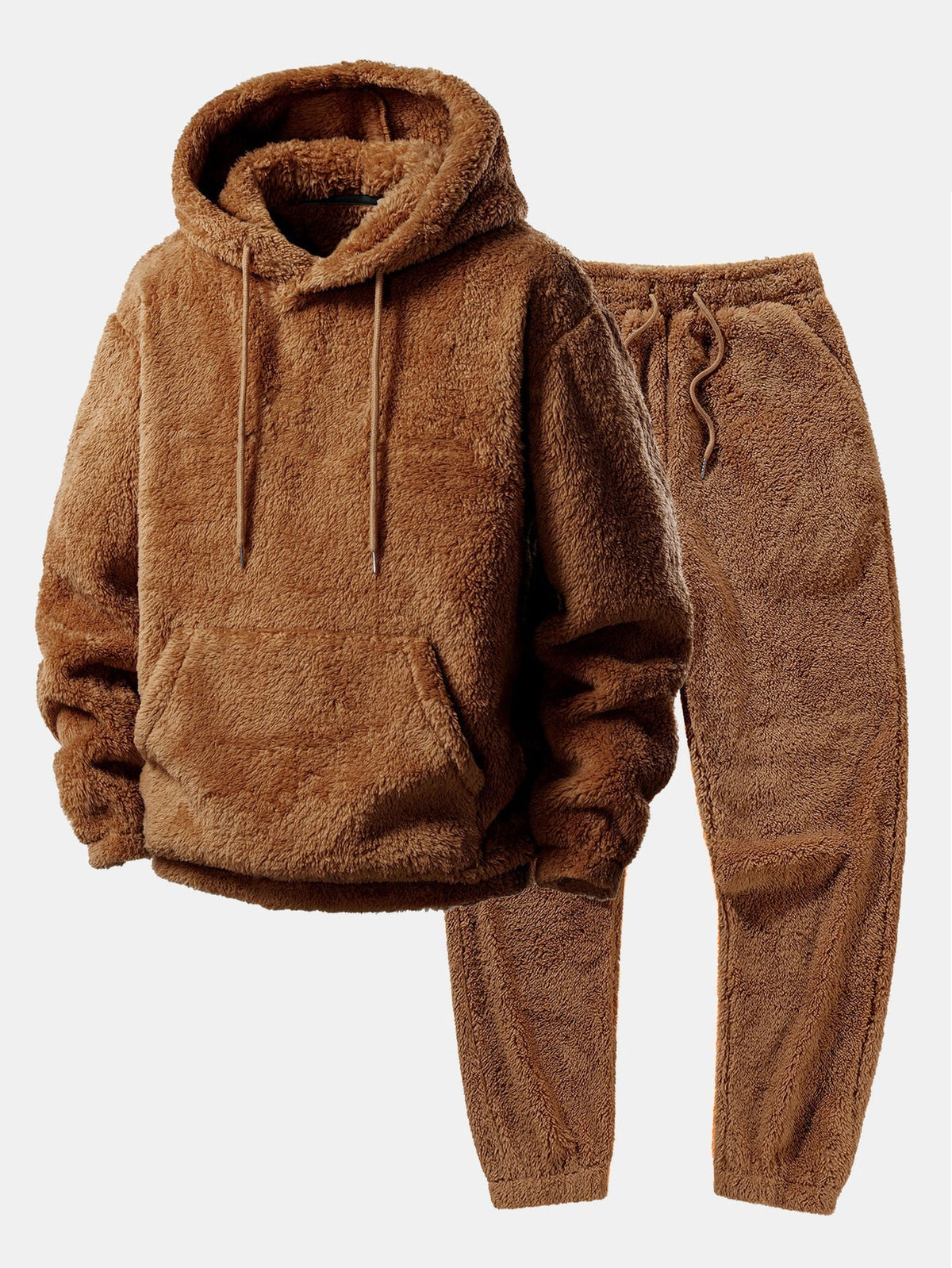 Sam | Fleece trainingspak heren met capuchon - Bruin