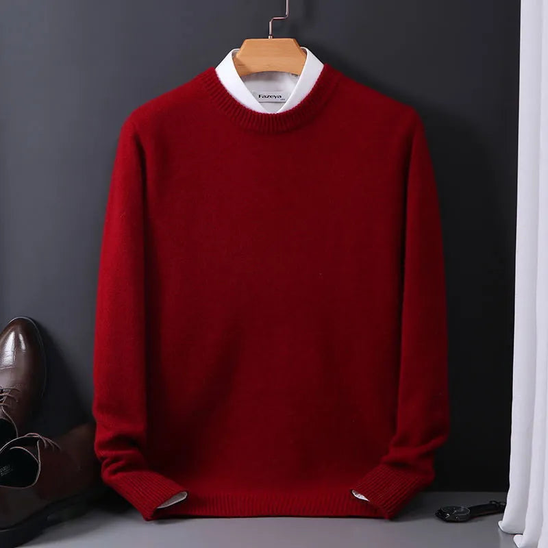 Siem | Gebreide trui voor heren met ronde hals - Rood