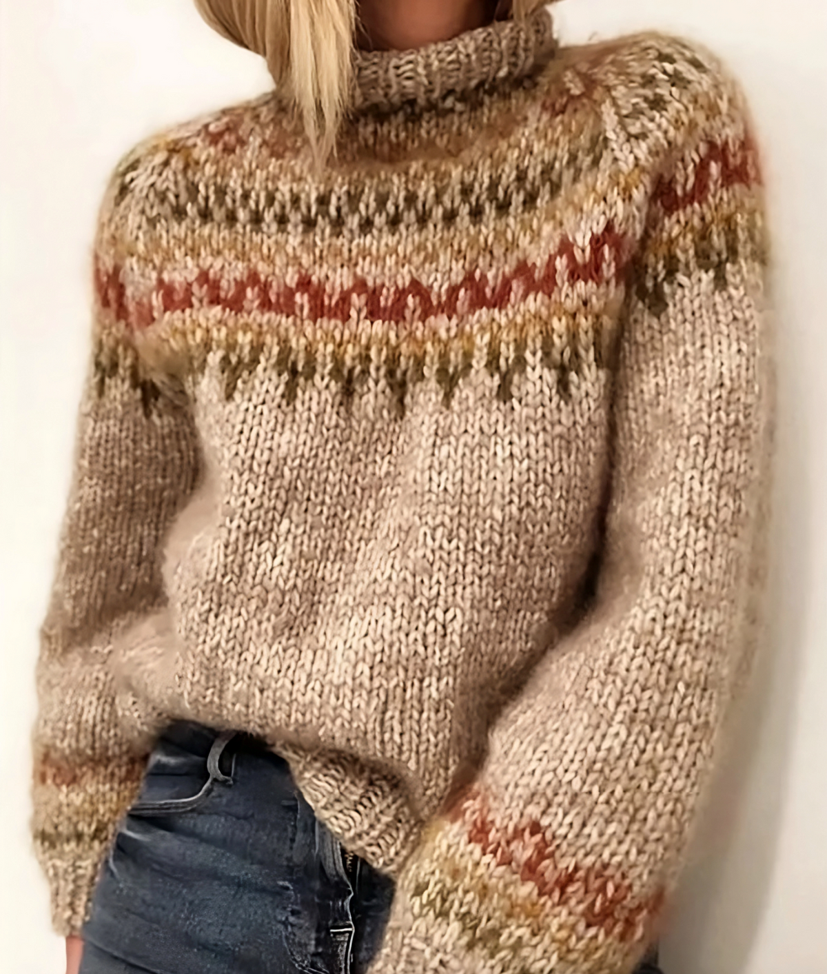 Sien | Oversized gebreide coltrui voor dames - Beige