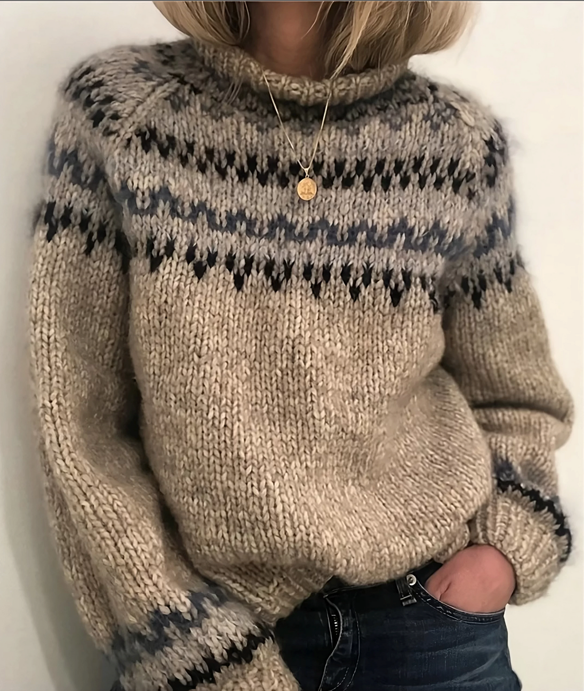 Sien | Oversized gebreide coltrui voor dames - Grijs
