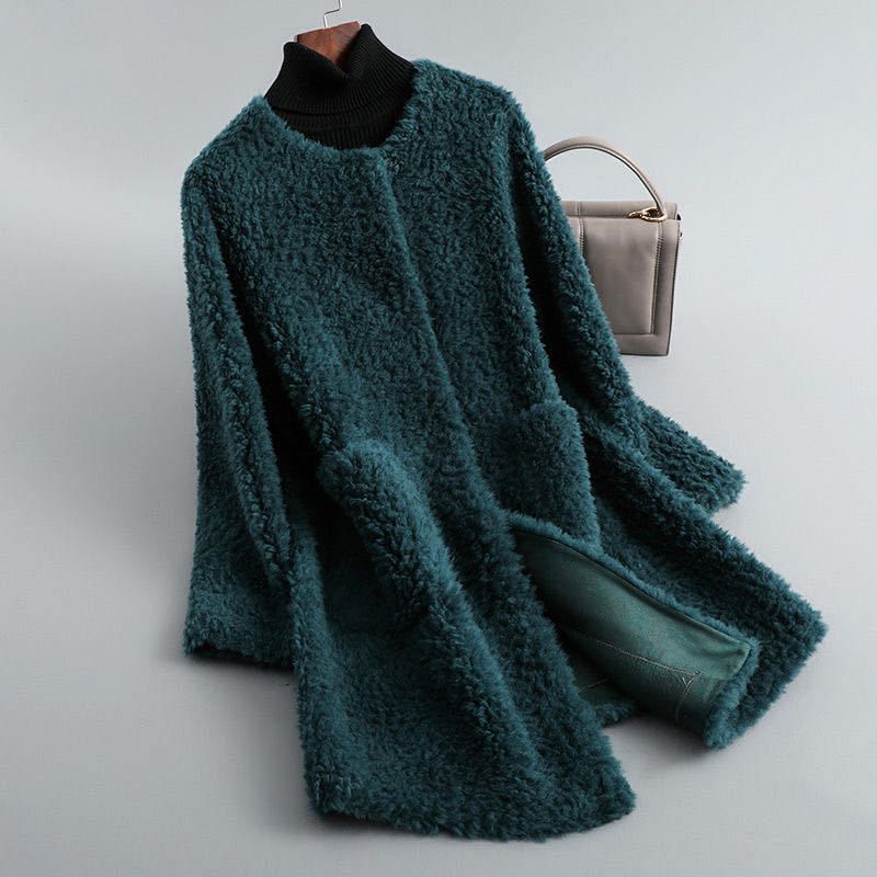 Sterre | Lange teddy jas voor dames - Mintgroen