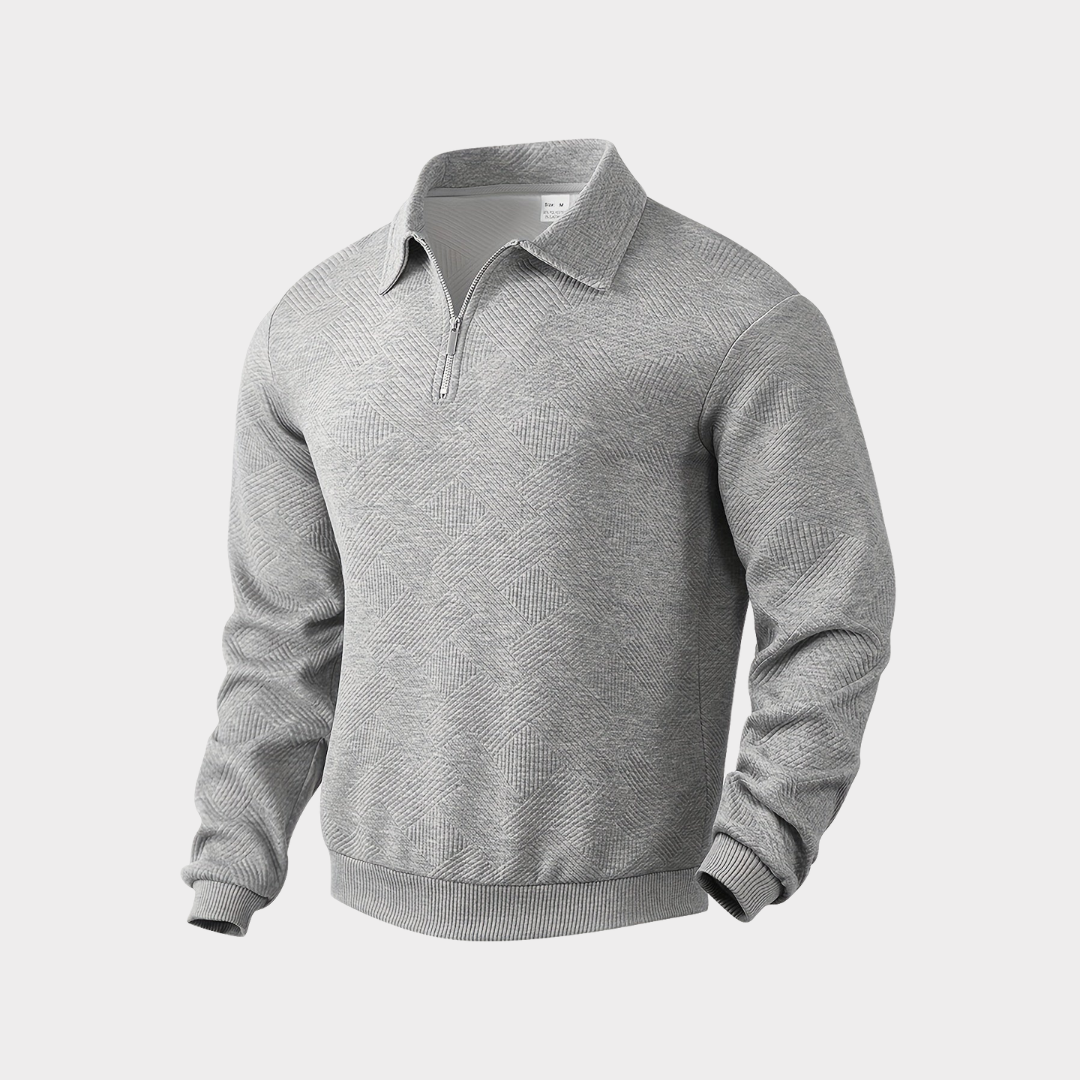 Steven | Trui met rits voor heren, beige - Grijs