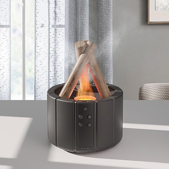Stijn | Sfeerlamp met vlameffect en aroma diffuser - Zwart