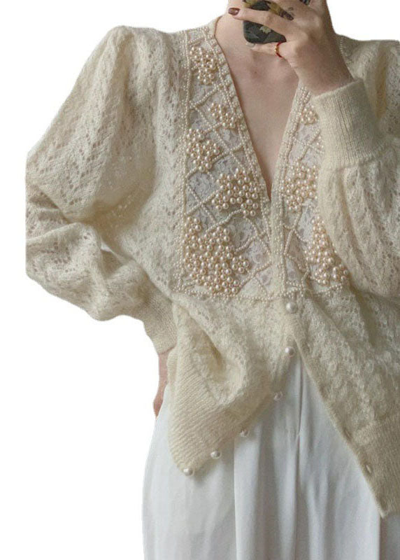 Suus | Gebreid vest met parels - view 4