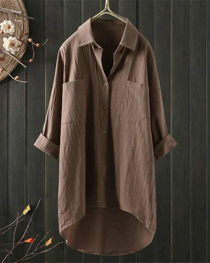 Suus | Linnen blouse voor dames - Kaki