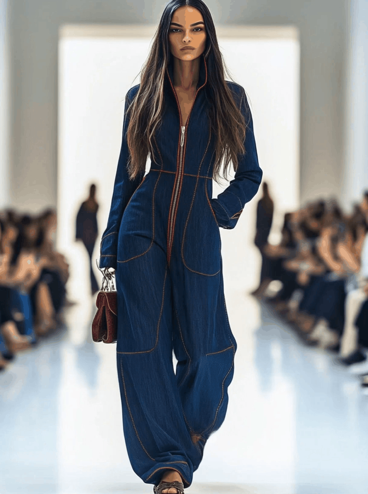 Suzanne | Spijker jumpsuit dames met wijde pijpen - view 2