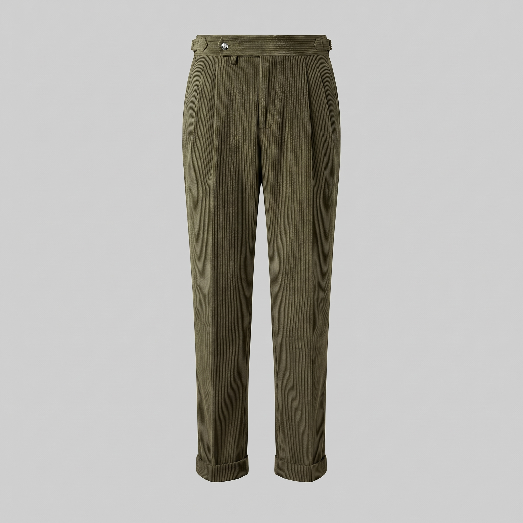 Sven | Corduroy broek met bandplooi voor heren - Groen